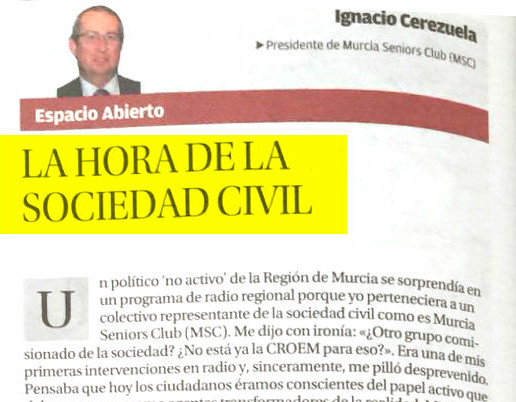 LA HORA DE LA SOCIEDAD CIVIL. Ignacio Cerezuela. Artículo publicado en La Opinión